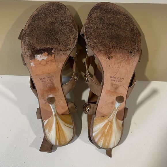 Latitude Femme Tan Studded Sandals Size 39.5 - Picture 7 of 9